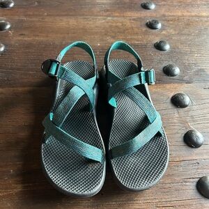 Chaco Green and Blue Strappy Sandals